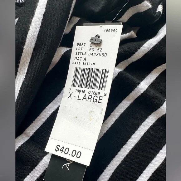 NWT AB Studio Black White Stripe Soft Stretch Flowy Maxi Skirt Women’s XL - Picture 4 of 8